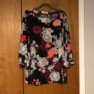 Black with pink and white flowers